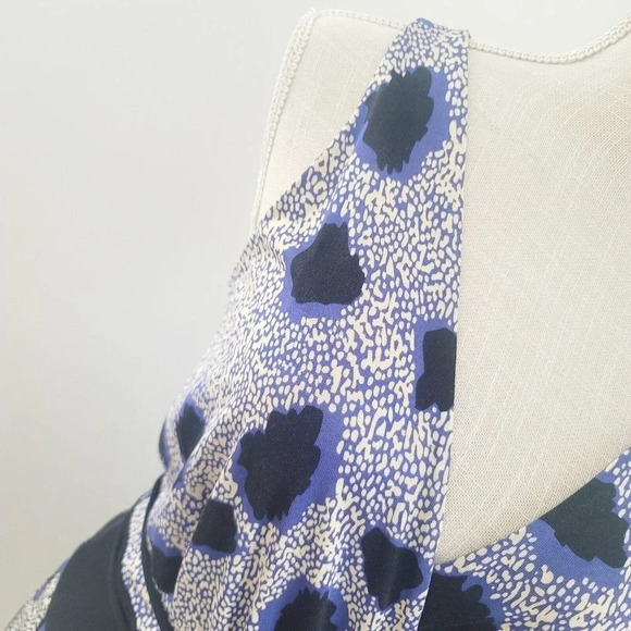 Diane von Furstenberg Oblixe Blue Cheetah Faux Wrap Sleeveless Silk Dress S 6 - Picture 4 of 15